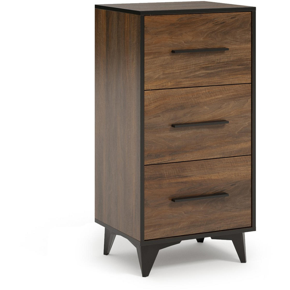 KOMMODE Felia mit 3 Schubladen, 90 cm - Walnussfarben/Schwarz, Holzwerkstoff (47.5/95/40cm) - Beautysofa