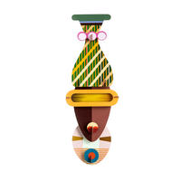 WANDDEKO Gemusterte Maske 16/6 cm - Gelb/Braun, Wellpappe (16/6/49cm) - KUNSTLOFT