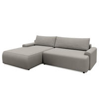 ECKSOFA mit Schlaffunktion - Longchair - Hellgrau/Schwarz, Kunststoff/Textil (253/167cm) - home24