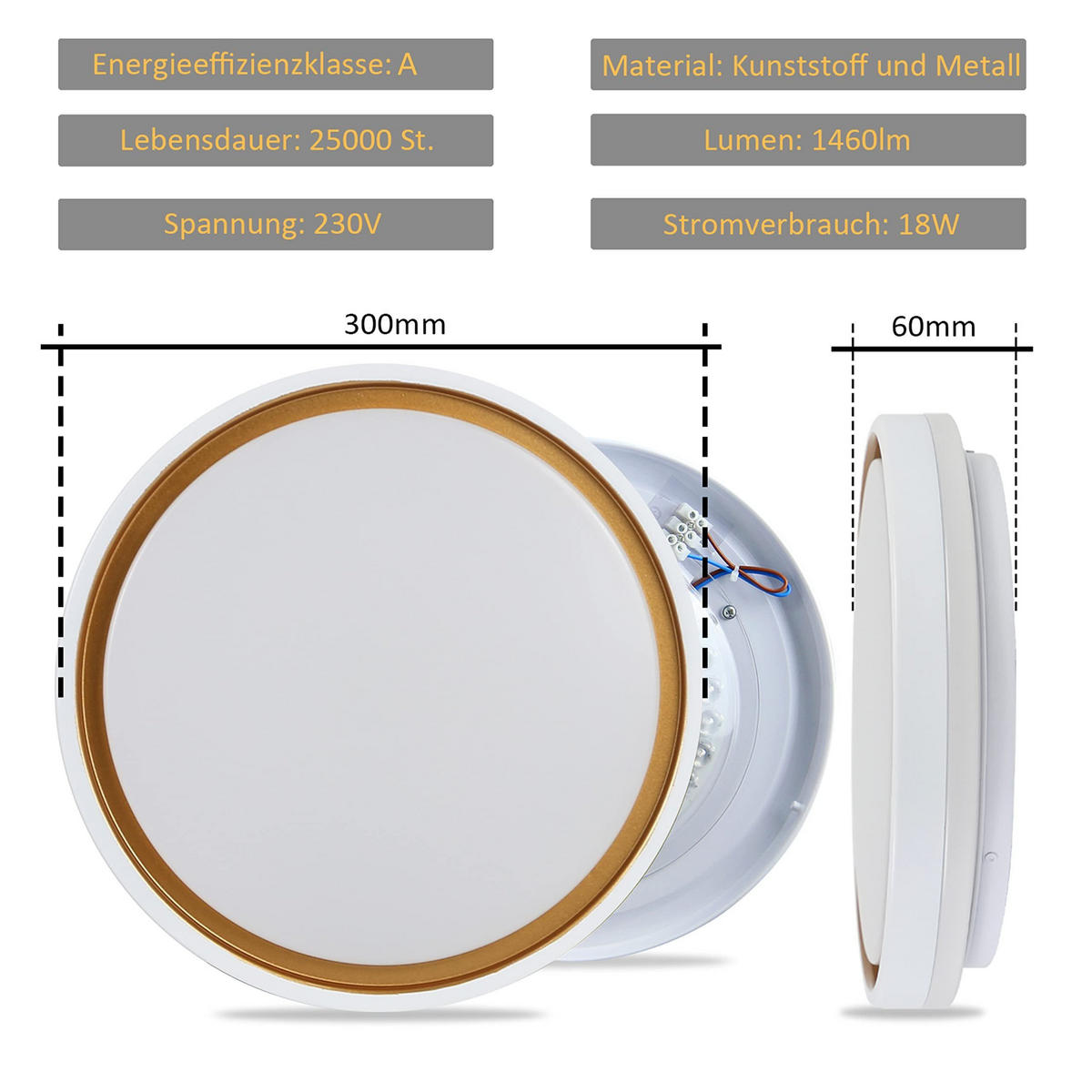 LED-DECKENLEUCHTE Daniel 30/30/6 cm - Weiß, Kunststoff (30/30/6cm) - Nettlife