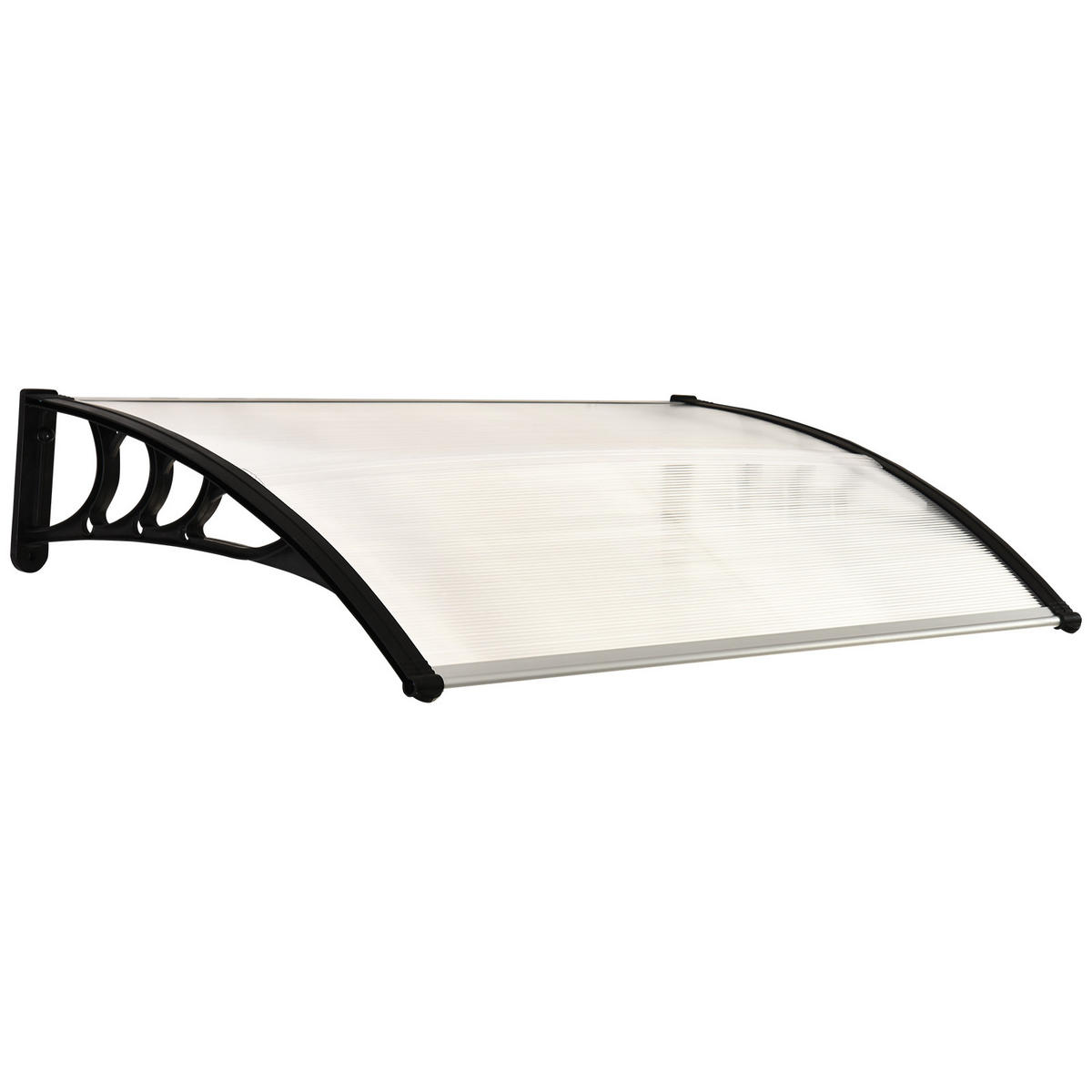VORDACH DE-07398 Pultvordach aus Polycarbonat, 100x75 cm Transparent - Transparent/Schwarz, Kunststoff (75/23/100cm) - ComfortXL