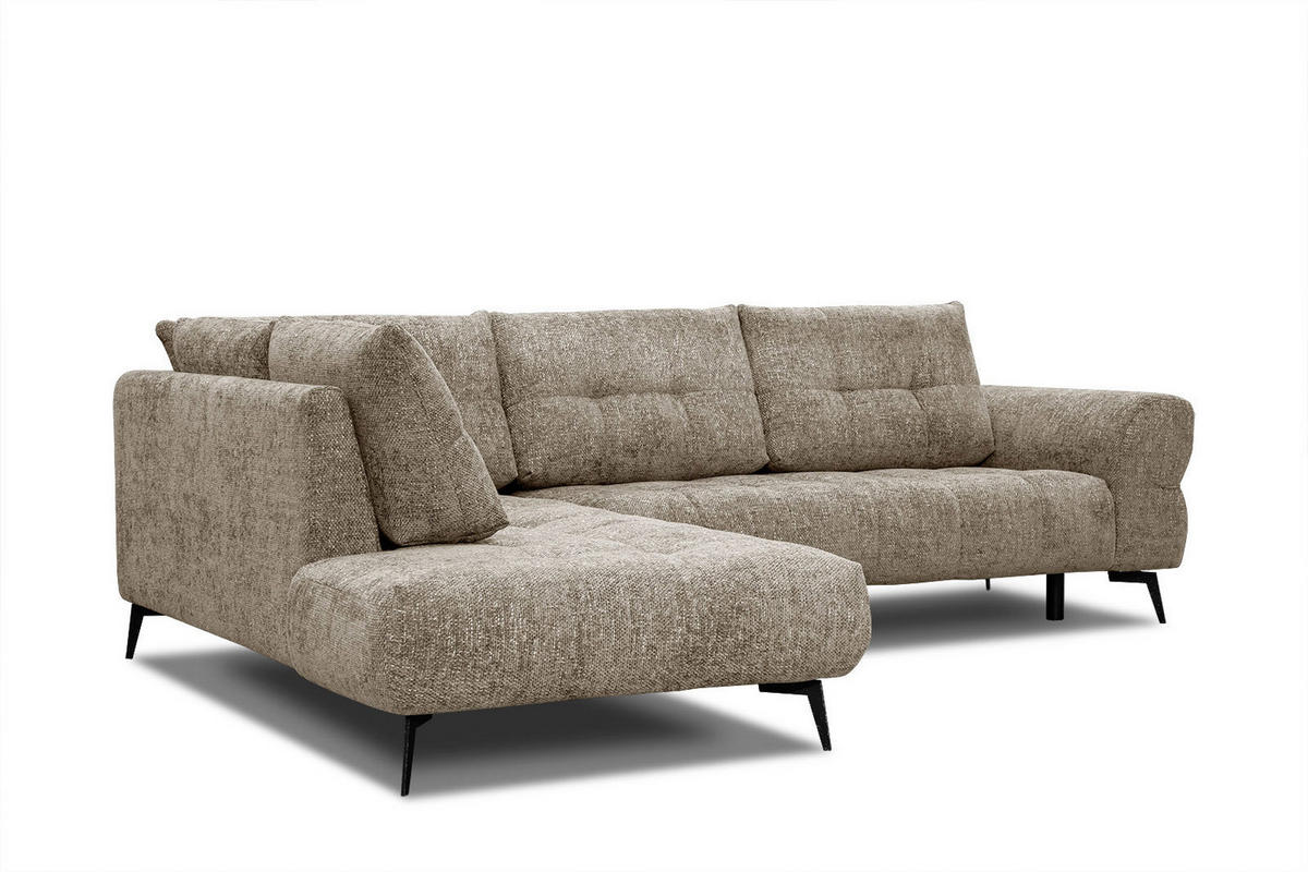 ECKSOFA SALVINI 5-Sitzer, taupe - Taupe/Schwarz, Holzwerkstoff/Textil (158/292cm) - Courtois Laville