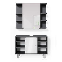 BADMÖBEL-SET Fynn Anthrazit 2 Teile, Unterschrank 80 cm - Anthrazit/Weiß, Holzwerkstoff (60/54/32cm) - Vicco