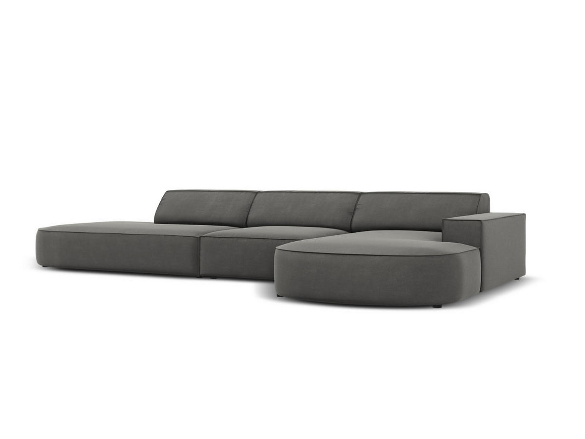 ECKSOFA rechts Jodie aus Samt hellgrau 4 Sitzplätze - Hellgrau, Textil (166/342cm) - Micadoni