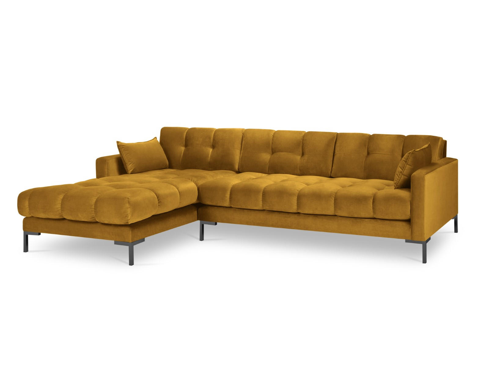 ECKSOFA links Mamaia aus Samt gelb 5 Sitzplätze - Gelb, Textil (185/293cm) - Micadoni