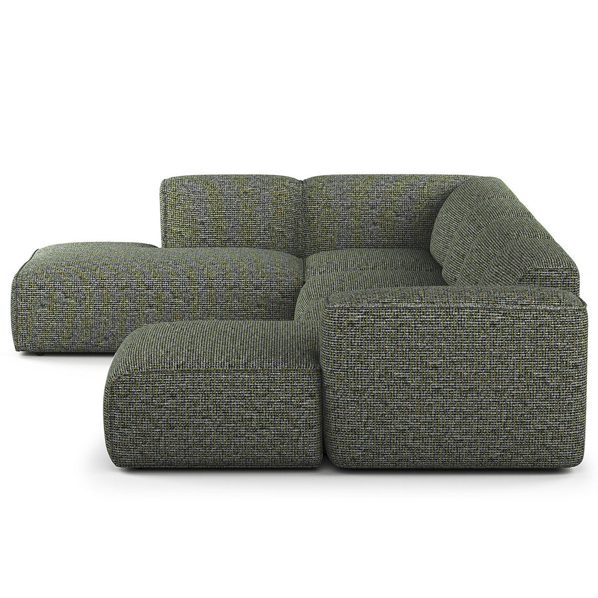 WOHNLANDSCHAFT mit Longchair - Schwarz/Grün, Kunststoff/Textil (325/71/235cm) - home24