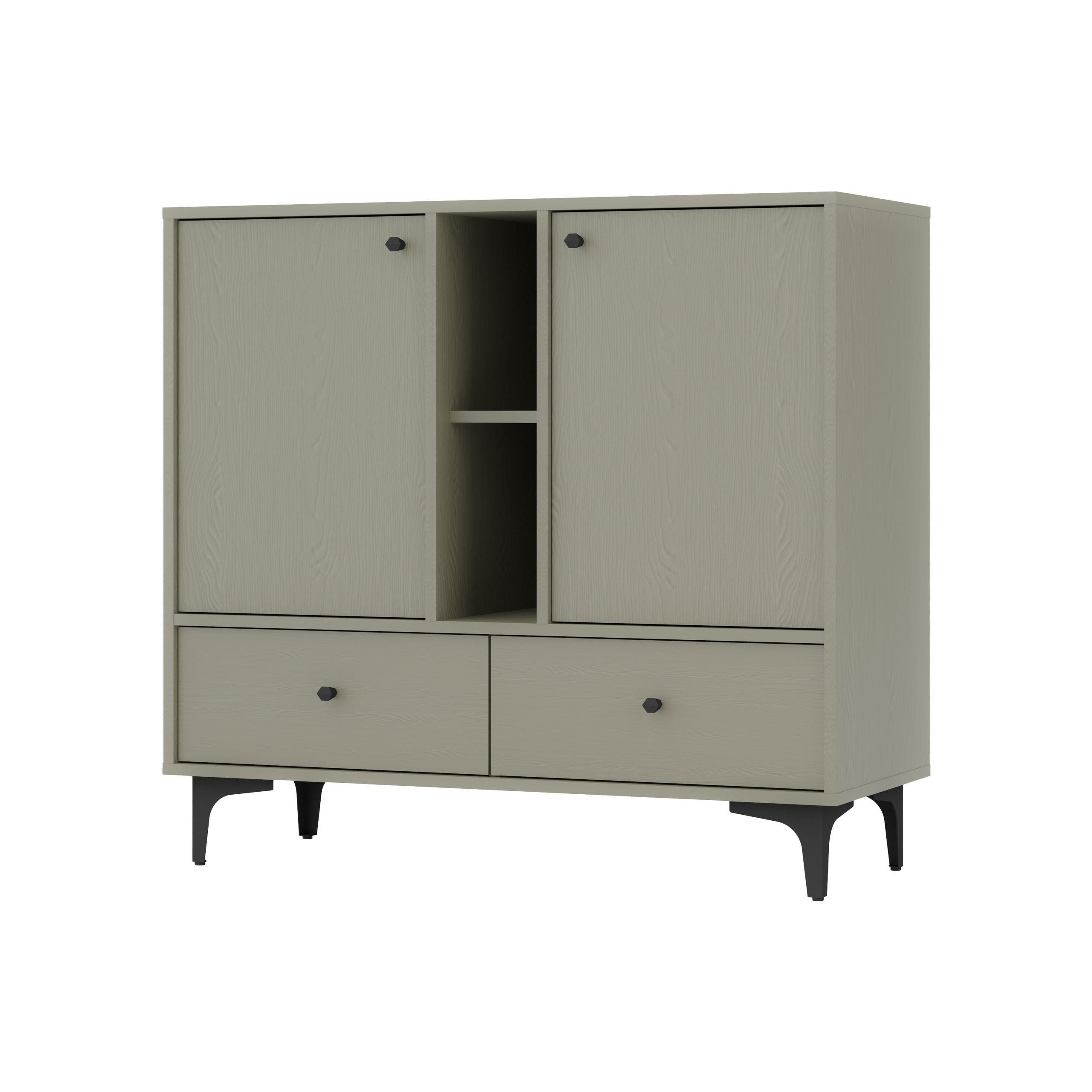 KOMMODE TORINO 100/94/41 cm mit 2 Schubladen 2 Türen Hellgrün - Hellgrün, Holzwerkstoff (100/94/41cm) - MASSENO