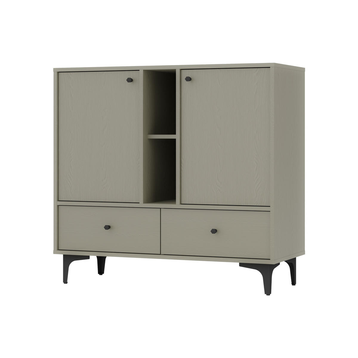 KOMMODE TORINO 100/94/41 cm mit 2 Schubladen 2 Türen Hellgrün - Hellgrün, Holzwerkstoff (100/94/41cm) - MASSENO