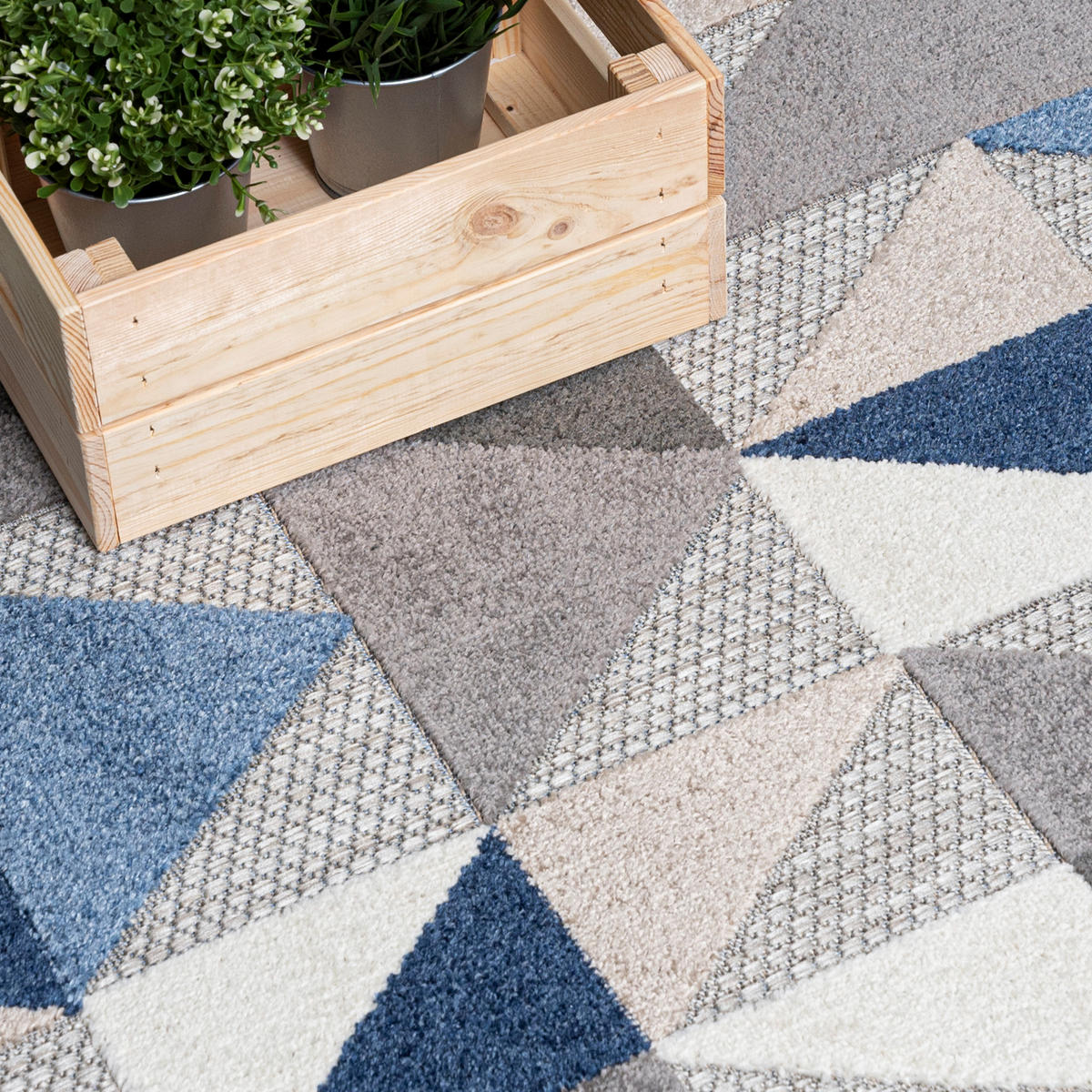 TEPPICH Outdoor Blue Grey Geometrisch Kurzflor Rechteckig- 160x230 cm - Taupe, Textil (160/230cm) - Mazovia