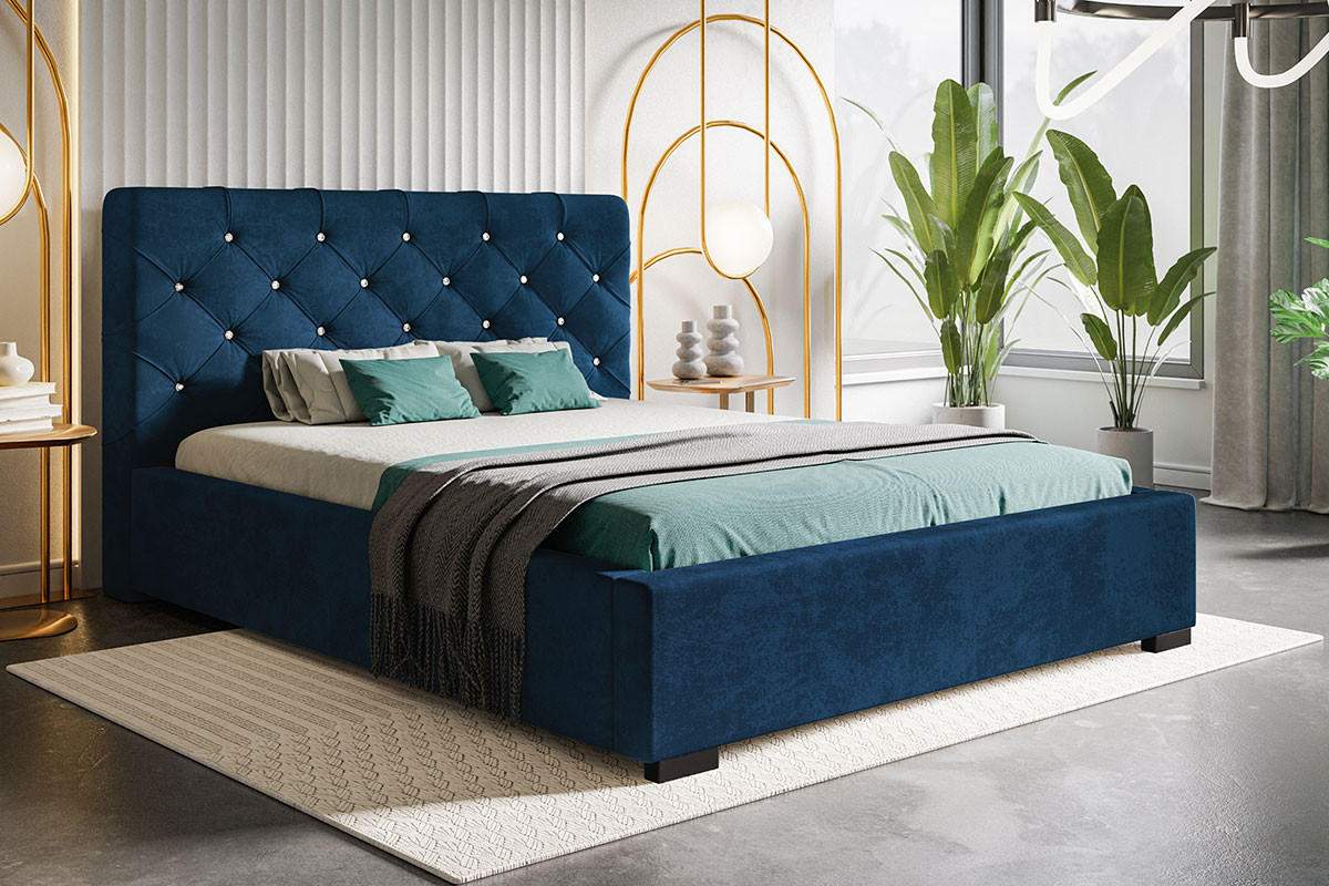 BETT Blau BEN 11 Gepolstert Mit Bettkasten 180x200 cm - Dunkelblau, Textil (180/200cm) - Sepro Meble