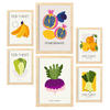 POSTER Set Mit 6 Lebensmittel Und Ernährungs Früchte Und Gemüse Natur Und Botanikdrucke Für Innenarchitektur A3 & A4 Rahmen Aus Hellem Holz - Beige, Papier (29/3cm) - Nacnic
