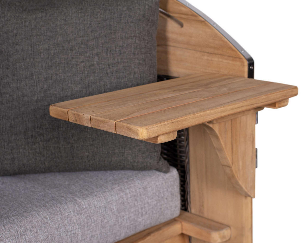 STRANDKORB XL Schillig Bullauge - Braun/Grau, Metall (142/170/95cm) - Mr. Deko