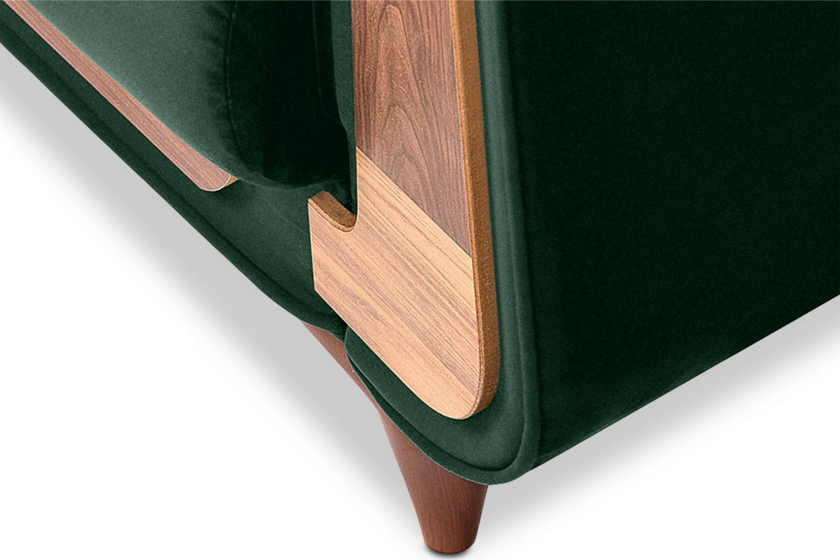 SESSEL GUSTAVO mit Armlehnen, dunkelgrün - Dunkelgrün/Braun, Holz/Holzwerkstoff (83/95/92cm) - KONSIMO®