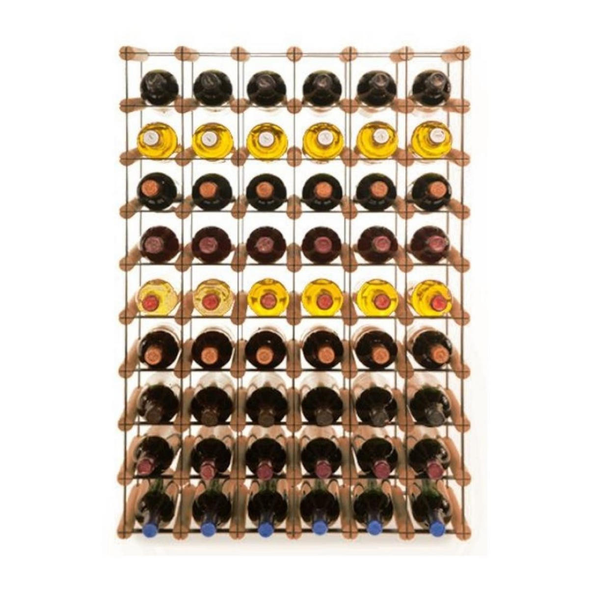 WEINREGAL Vinotega Mod Metal 92,5x62,5x24,5 cm 6x9 Flaschen Massives Kiefernholz Braun Geölt - Braun, Holz (62.5/92.5/24.5cm) - PROREGAL