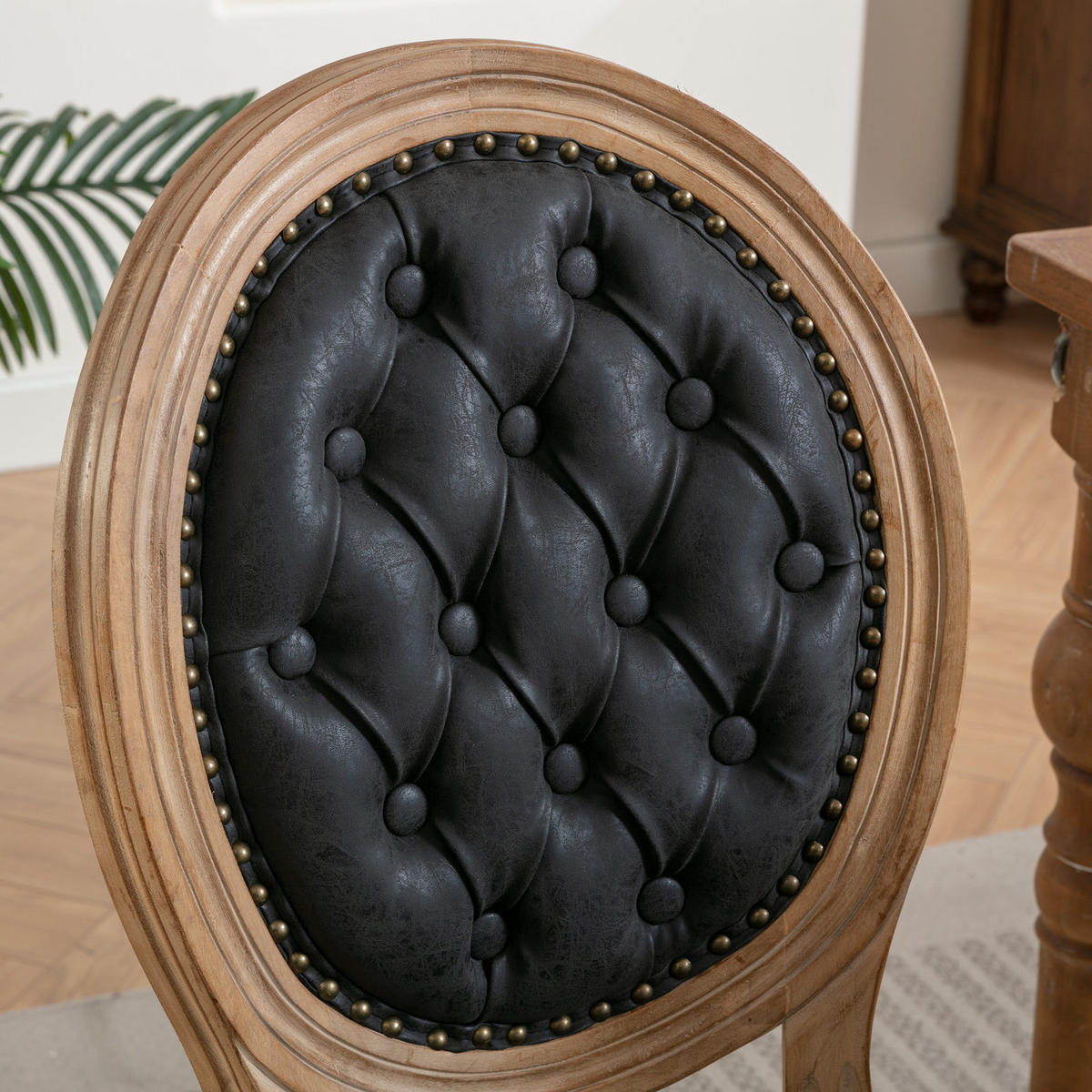 STUHL-SET DE-36374 2 Stück mit Vintage-PU-Lederbezug Schwarz - Schwarz, Holz (49/95/59.5cm) - ComfortXL