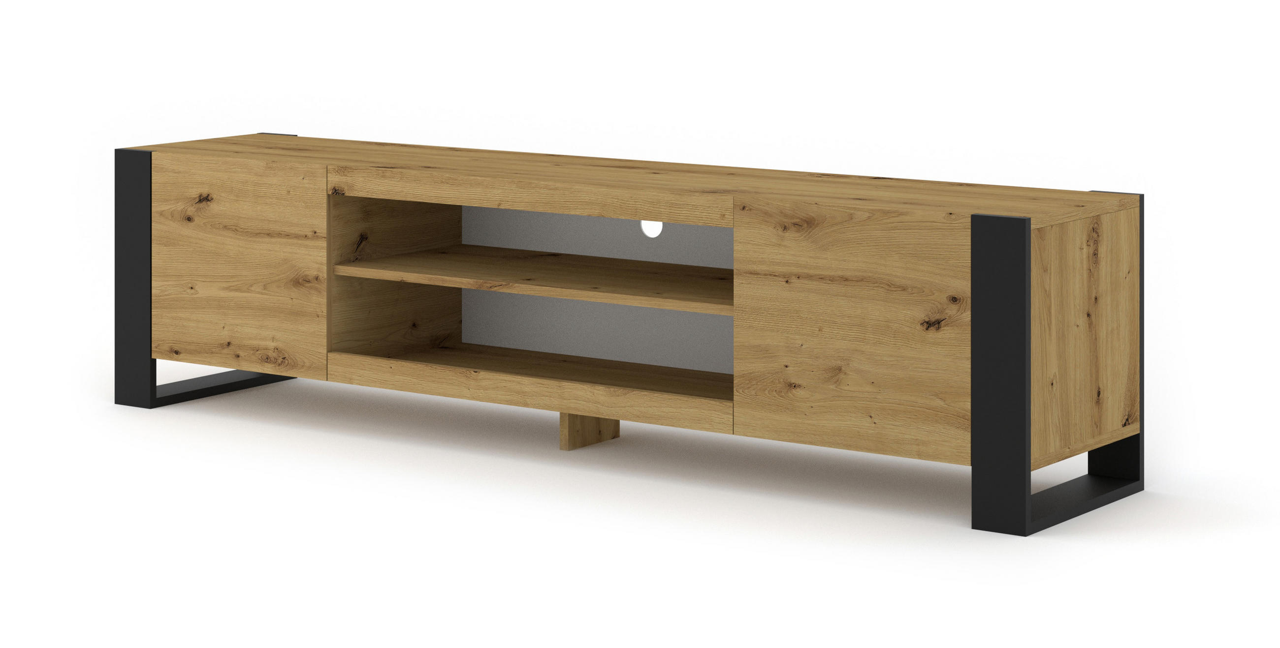 TV LOWBOARD Artisan, Schwarz 188/47/40 - Schwarz, Holzwerkstoff (188/47/40cm) - RAUMHIRSCH FURNITURE