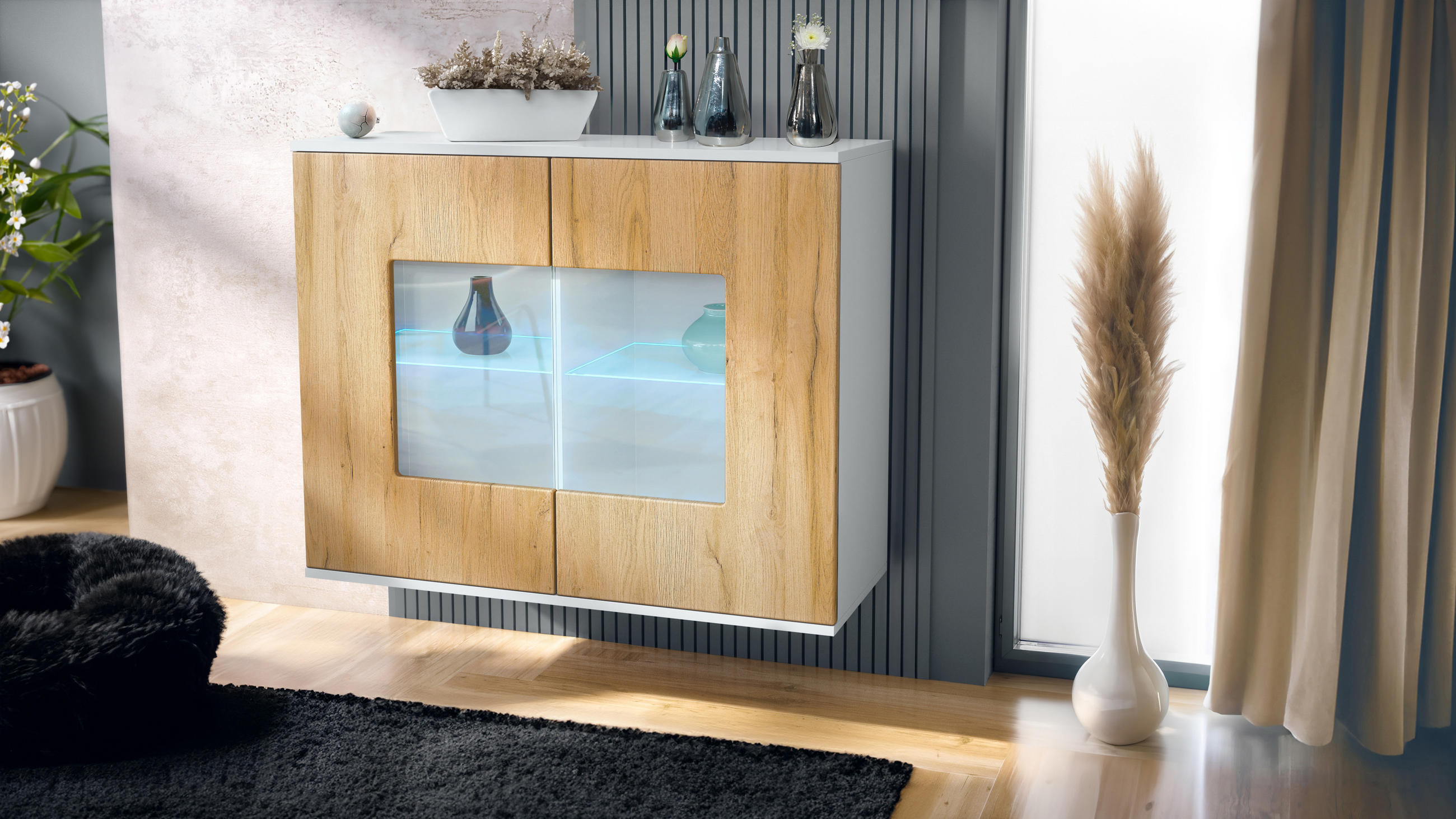 KOMMODE Grömitz Eiche Natur - Eichefarben, Holzwerkstoff (92.5/73.5/35cm) - Vladon
