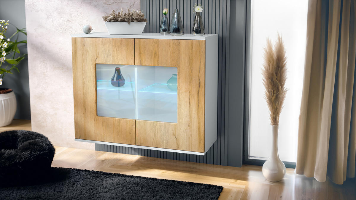 KOMMODE Grömitz Eiche Natur - Eichefarben, Holzwerkstoff (92.5/73.5/35cm) - Vladon