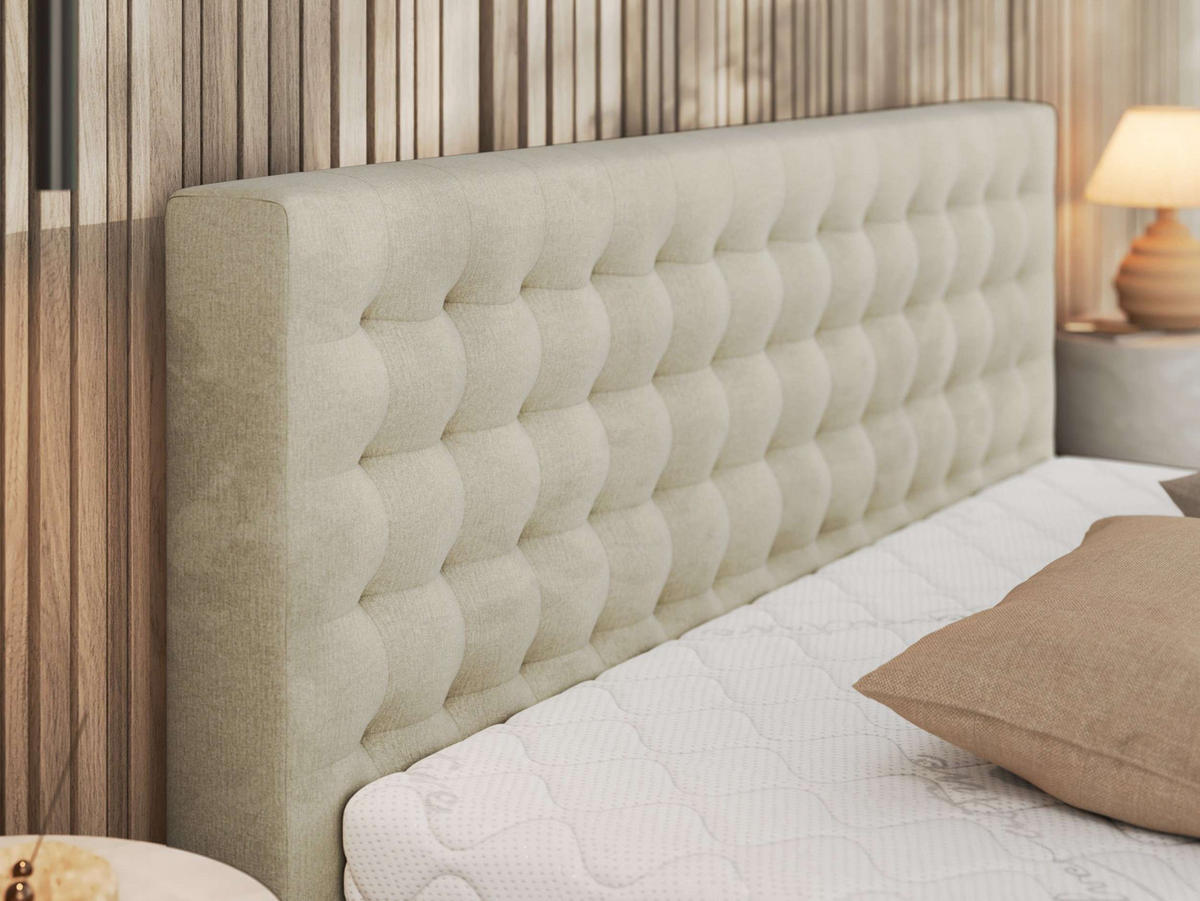 POLSTERBETT PAVO CLASSIC 180/200 - Beige Velvet - Pocket-Matratze - Beige, Textil (180/200cm) - MKS