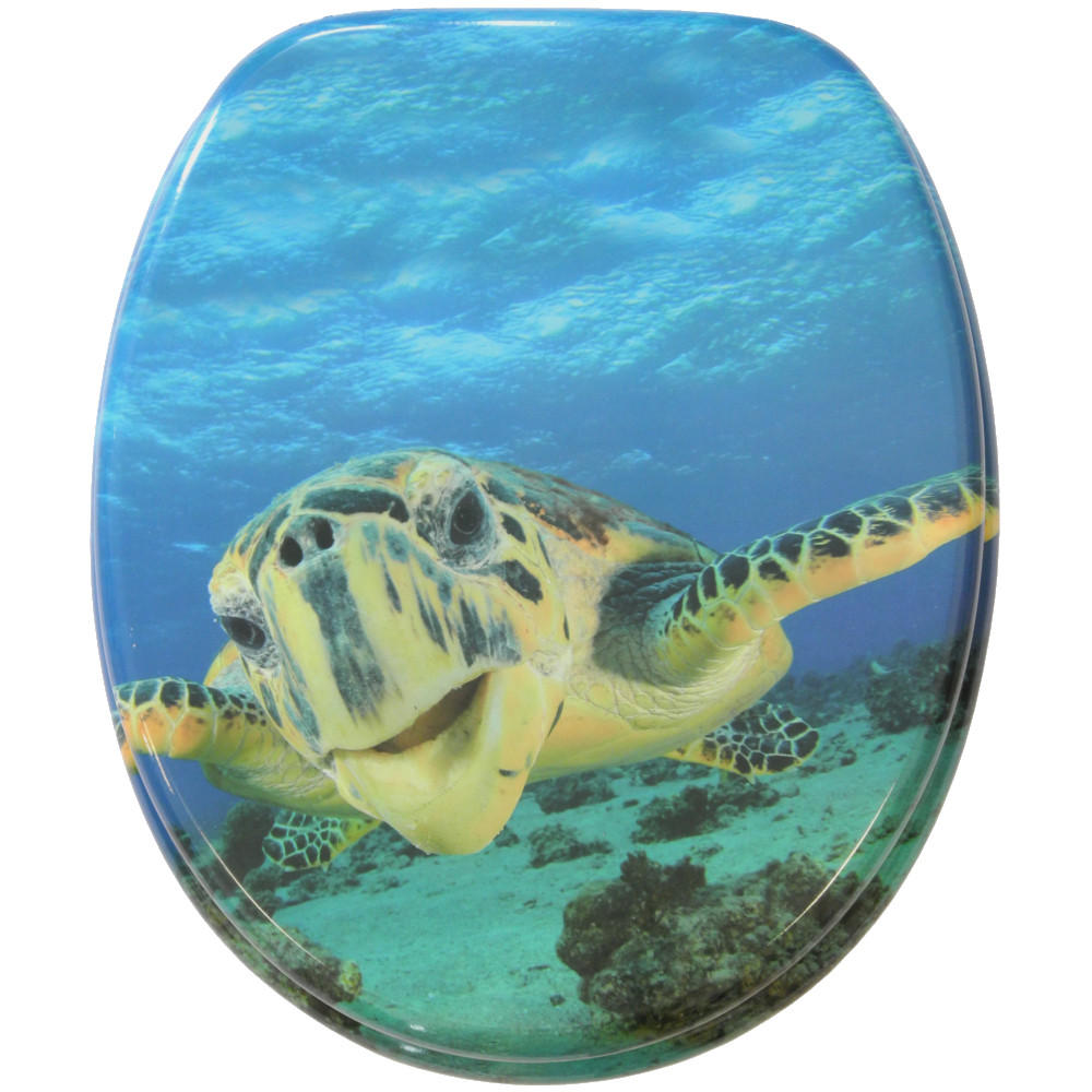 WC-SITZ mit Absenkautomatik Schildkröte - Blau, Holzwerkstoff (38/6/47cm) - Sanilo