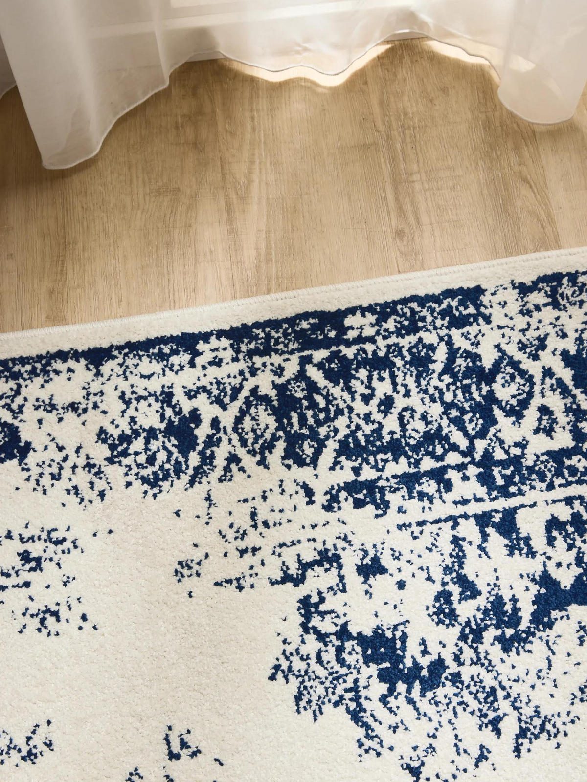 VINTAGE-TEPPICH Sia 300/400 cm - Blau/Creme, Kunststoff (300/400cm) - benuta