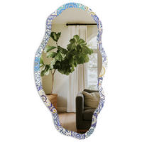 SPIEGEL 90x45 cm asymmetrisch mit Druck - Originalmosaik - Transparent, Glas (45/90/0.4cm) - TULUP