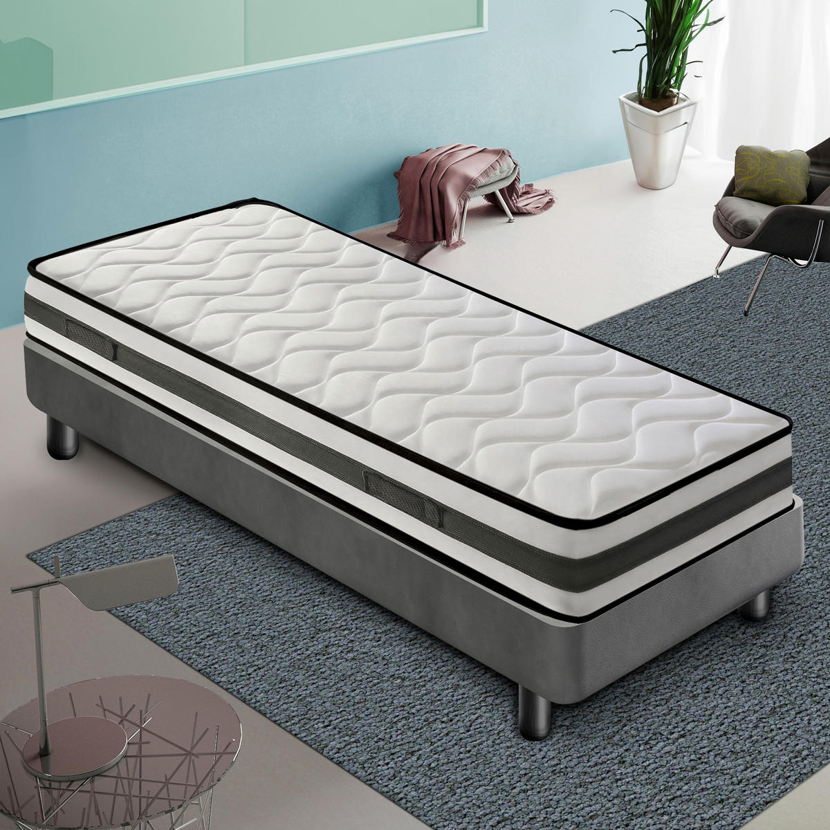 MATRATZE 90x200, Höhe 20 cm, Kaltschaum H3, FENIS - Weiß, Textil (90/200cm) - iLoveSleep