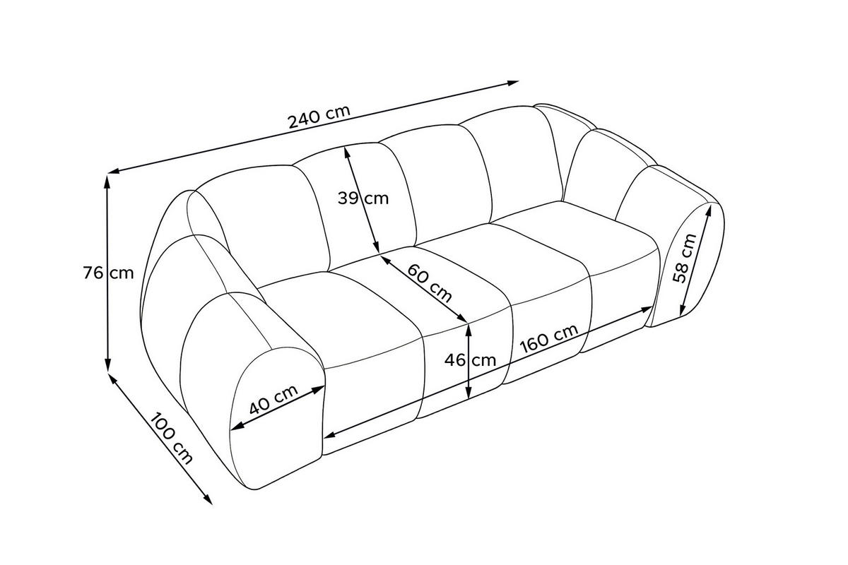 3-SITZER SOFA FLAVA, Honigfarben - Honig, Holz/Holzwerkstoff (240/76/100cm) - KONSIMO®