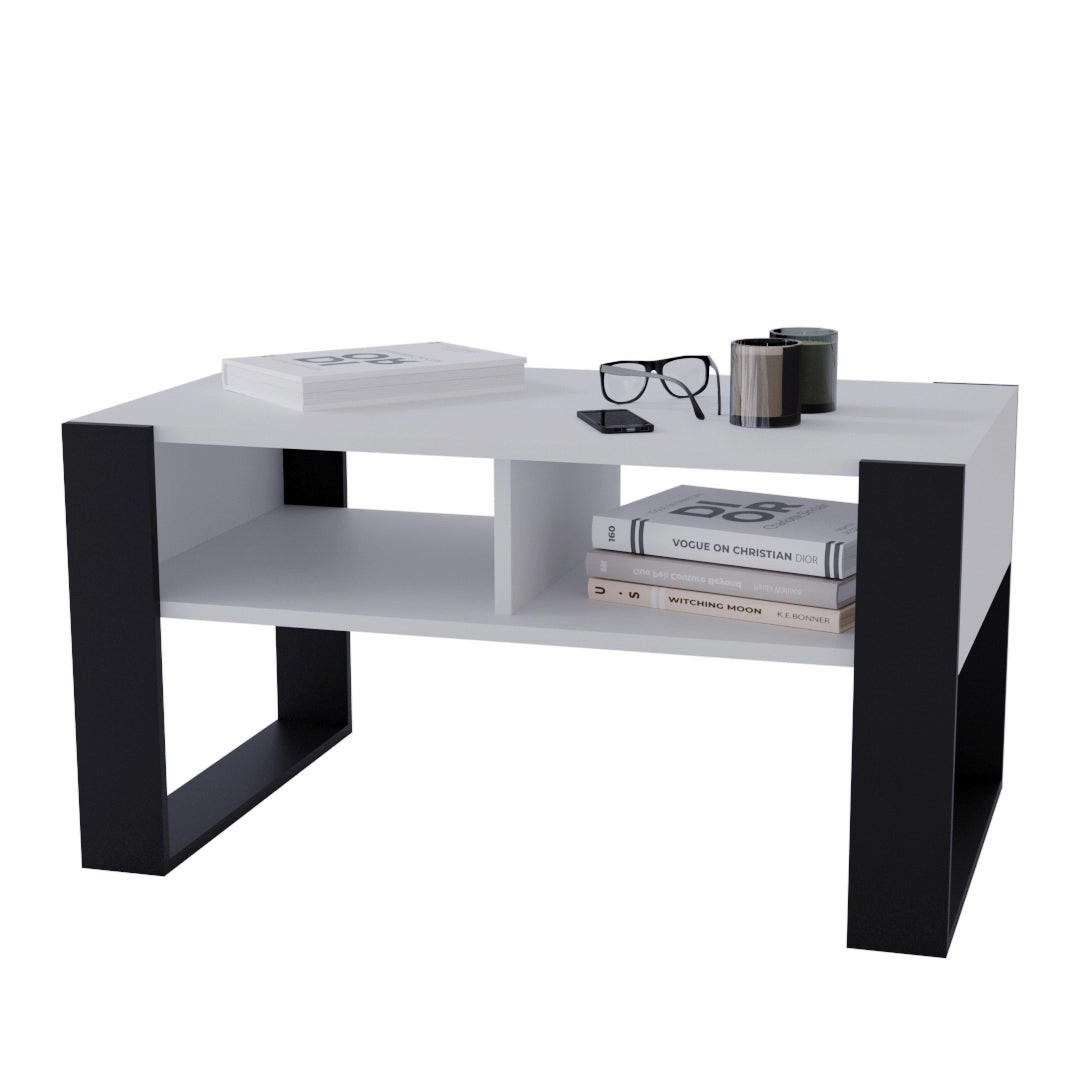 COUCHTISCH KORA 92 - Schwarz/Weiß, Holz (53.6/92/45cm) - Mat-Haus