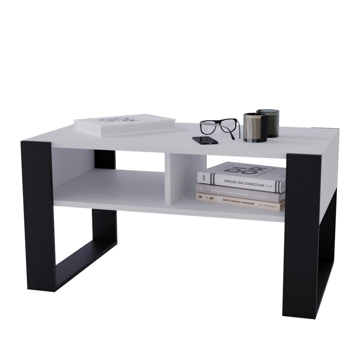 COUCHTISCH KORA 92 - Schwarz/Weiß, Holz (53.6/92/45cm) - Mat-Haus