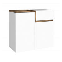 SCHUHSCHRANK Glänzendes Weiß, Ahorn 40/80/80 cm - Ahornfarben/Weiß, Holzwerkstoff (80/80/40cm) - DMORA