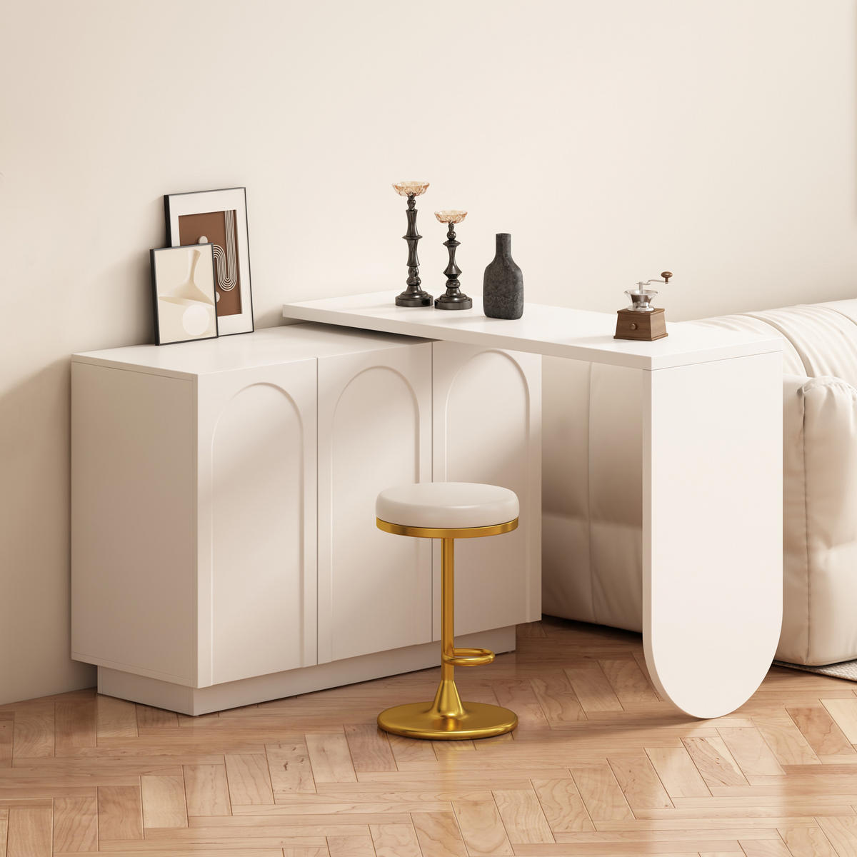SCHREIBTISCH in Weiß L-förmig drehbar Eck-Computertisch Bürotisch Frisiertisch multifunktional Büro Homeoffice B110/T40/H75cm - Weiß, Holzwerkstoff (40/110/75cm) - STILVORA