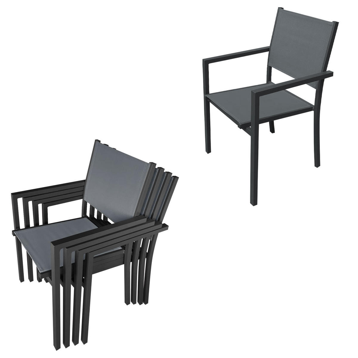 GARTENMÖBEL Venezia Grau und anthrazit 90/180 cm 8 Plätze - Grau, Metall - Happy Garden