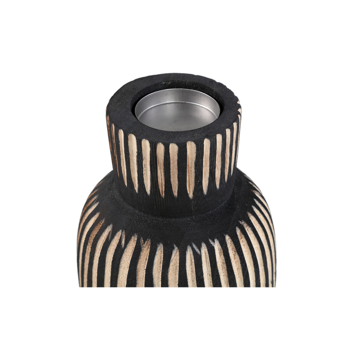 KERZENHALTER Jordhan Schwarz 13/13/20cm - Schwarz, Holz (13/20/13cm) - PTMD Collection