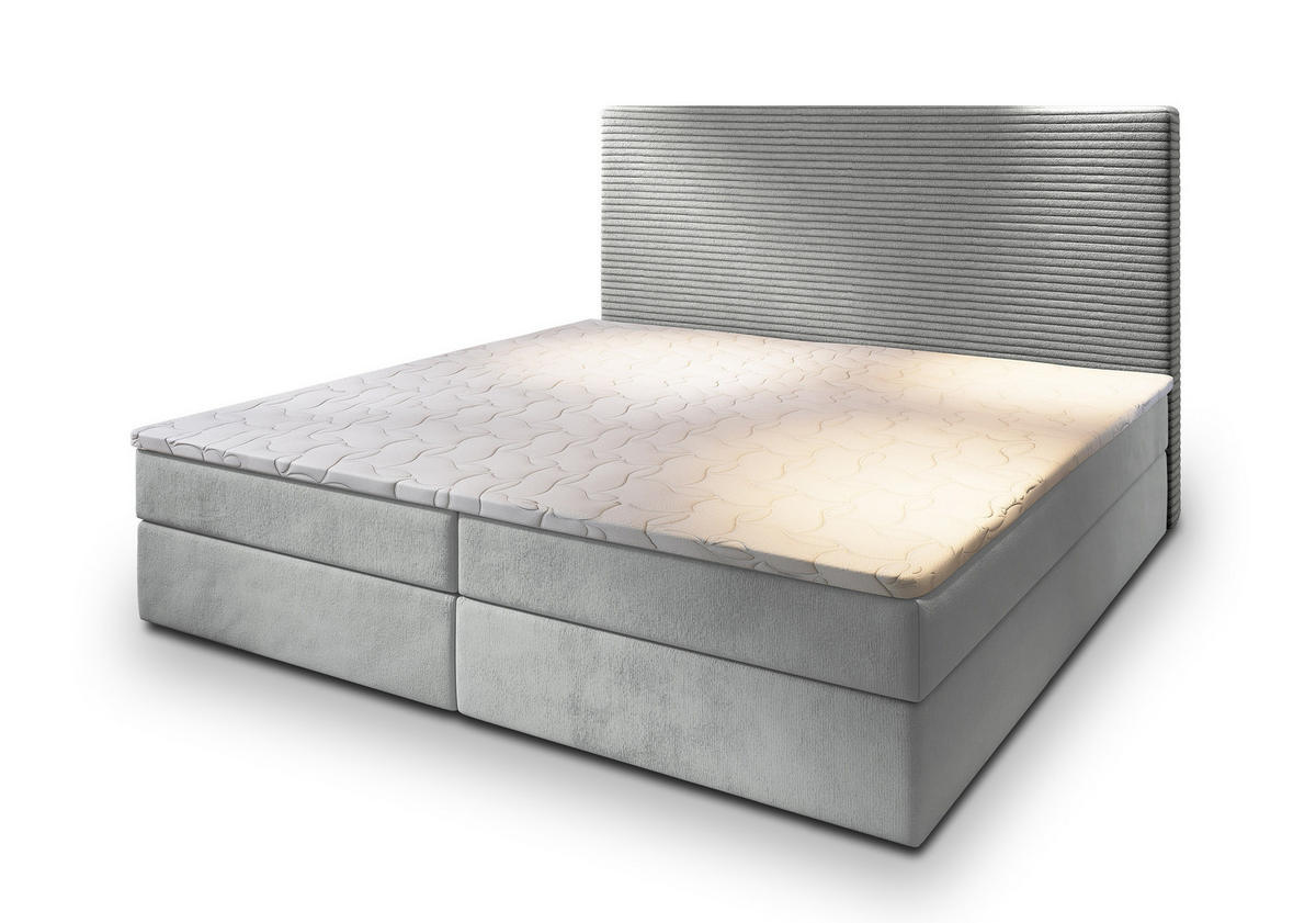 POSTEL BOXSPRING GIARRO 160x200 cm, s matrací a úložným prostorem, světle šedá - světle šedá, kompozitní dřevo/textil (160/200cm) - MASSENO