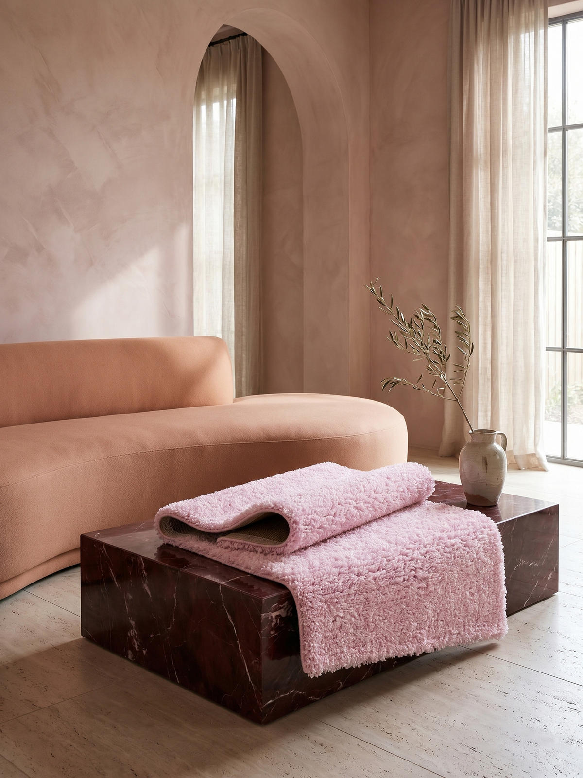 TEPPICH Hochflor Unifarben Polypropylen Wohnzimmer Shaggy Pink Rechteckig 240x340 - Rosa, Textil (340/240cm) - KADIMA DESIGN