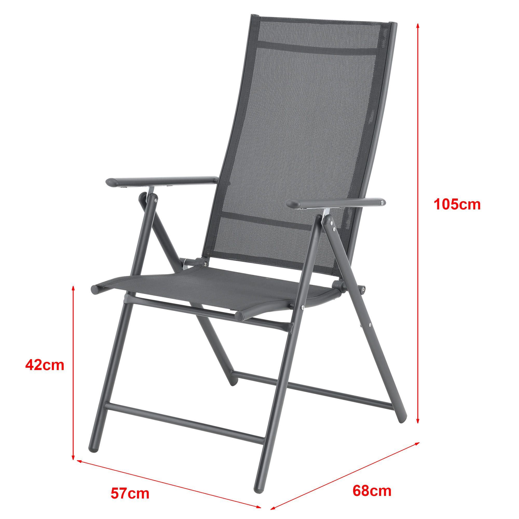 GARTENSTUHL-SET 2 TLG. Kalamata - Dunkelgrau, Metall (57/105/68cm) - [en.casa]