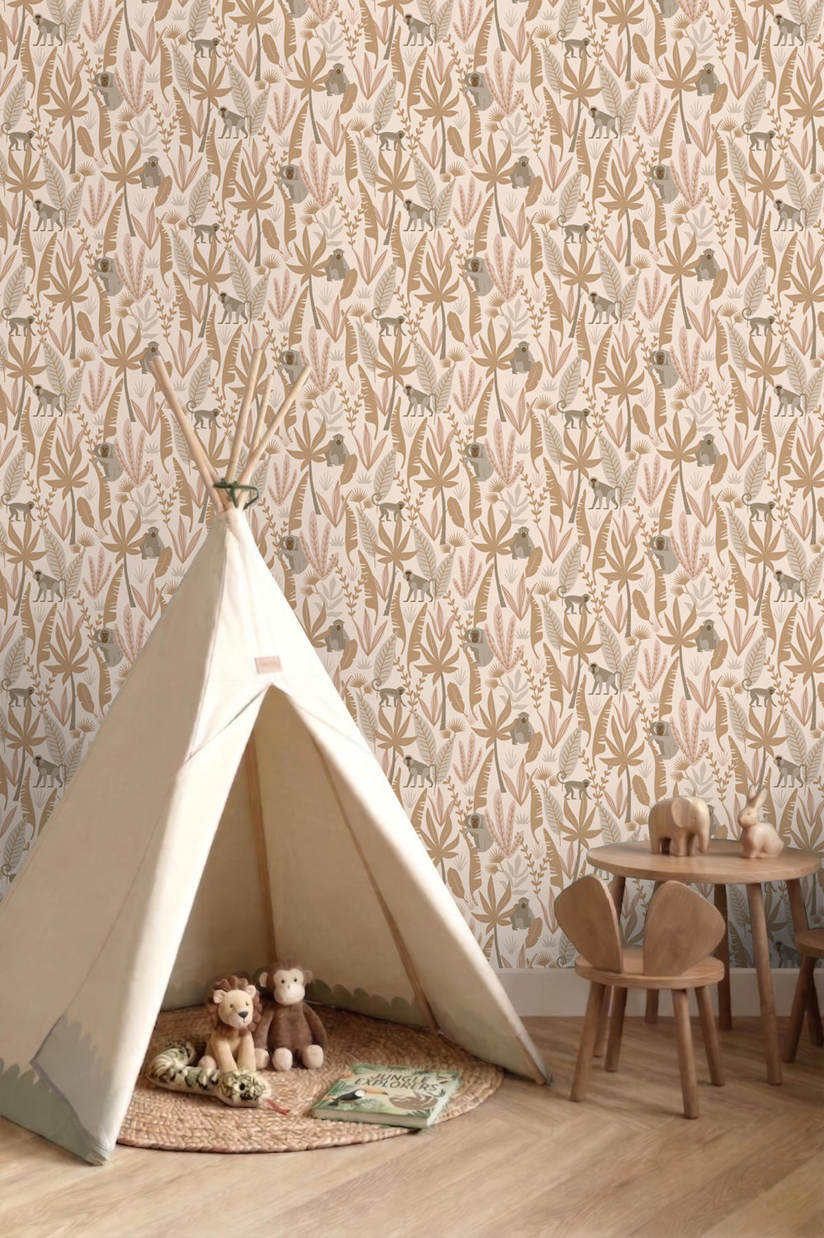 TAPETE Affen 50 x 900 cm - Pink, Papier (50/0.1cm) - ESTAhome