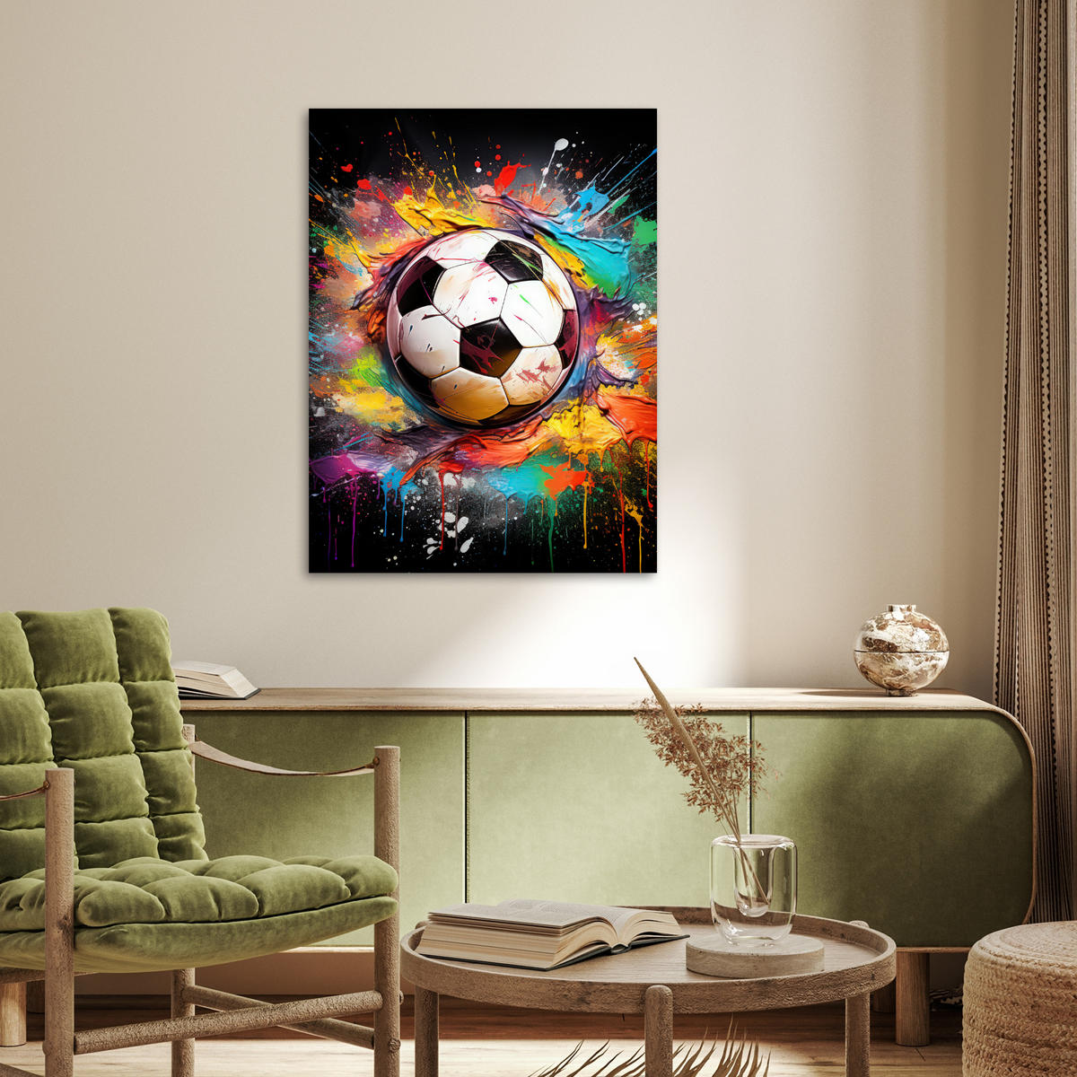 POSTER Fußball - Farbe - Farben - Schwarz - Weiß 60x80 cm - Weiß, Papier (60/80/0.1cm) - MuchoWow