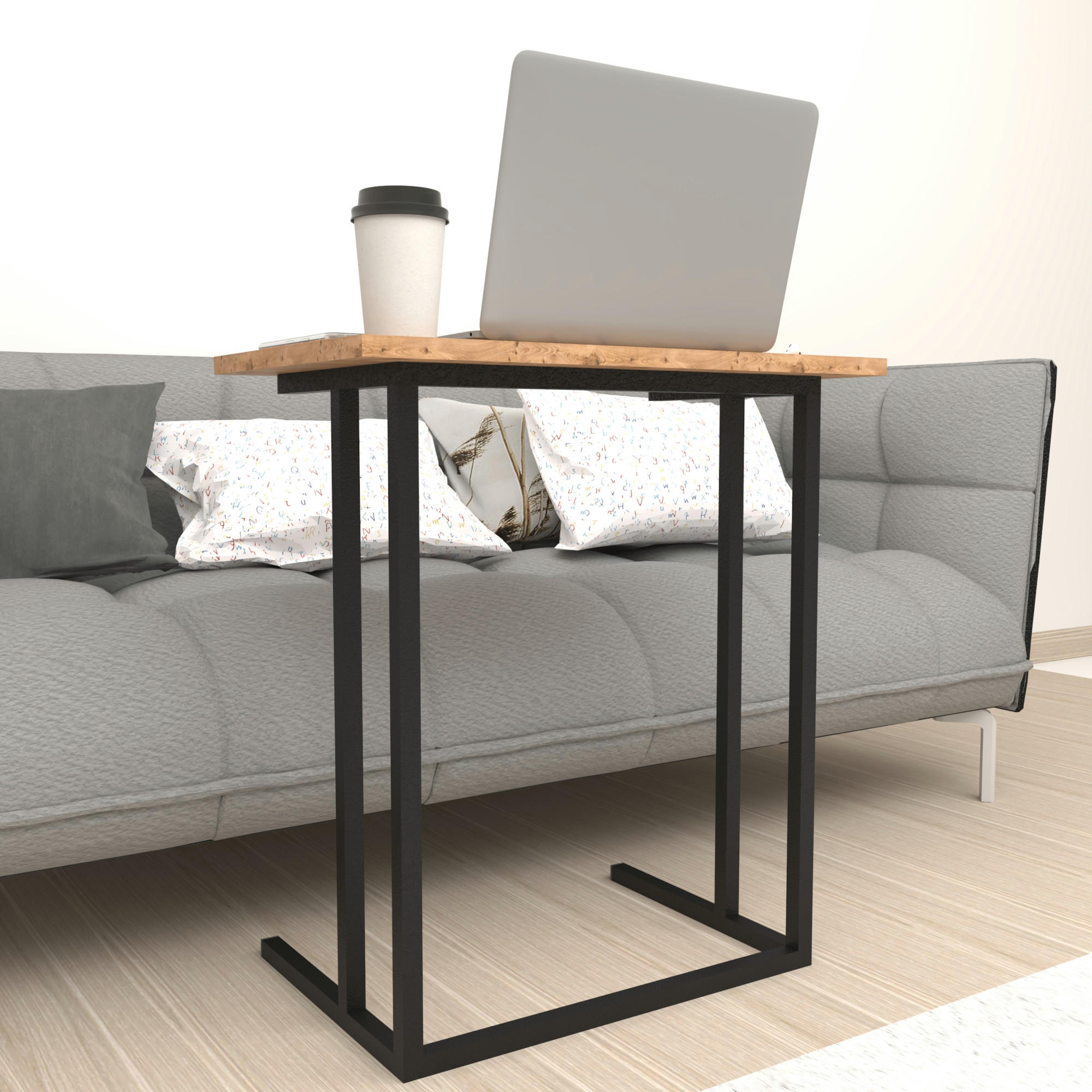 LAPTOPTISCH Högsby - Eichefarben, Holzwerkstoff (36/60/66cm) - [en.casa]