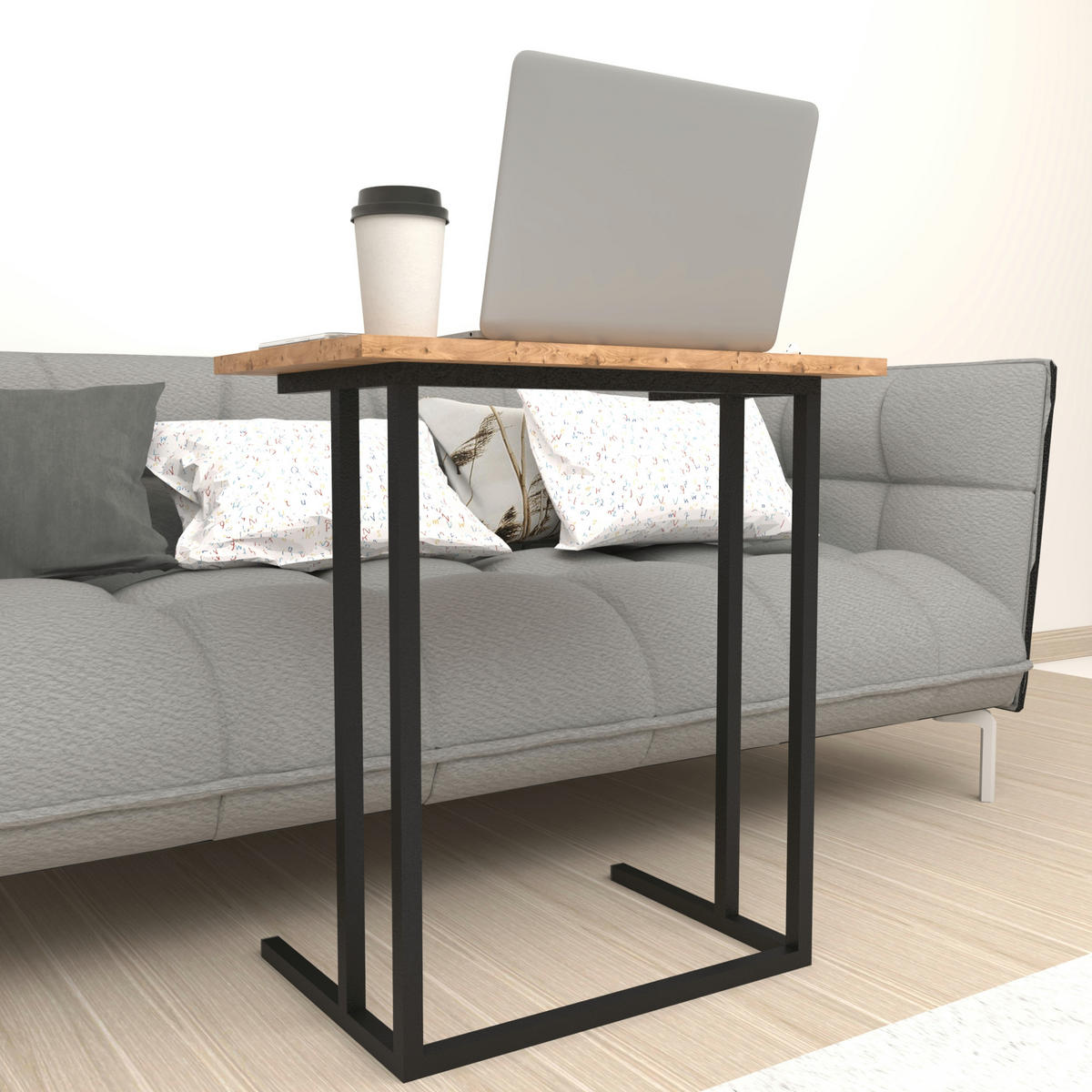 LAPTOPTISCH Högsby - Eichefarben, Holzwerkstoff (36/60/66cm) - [en.casa]