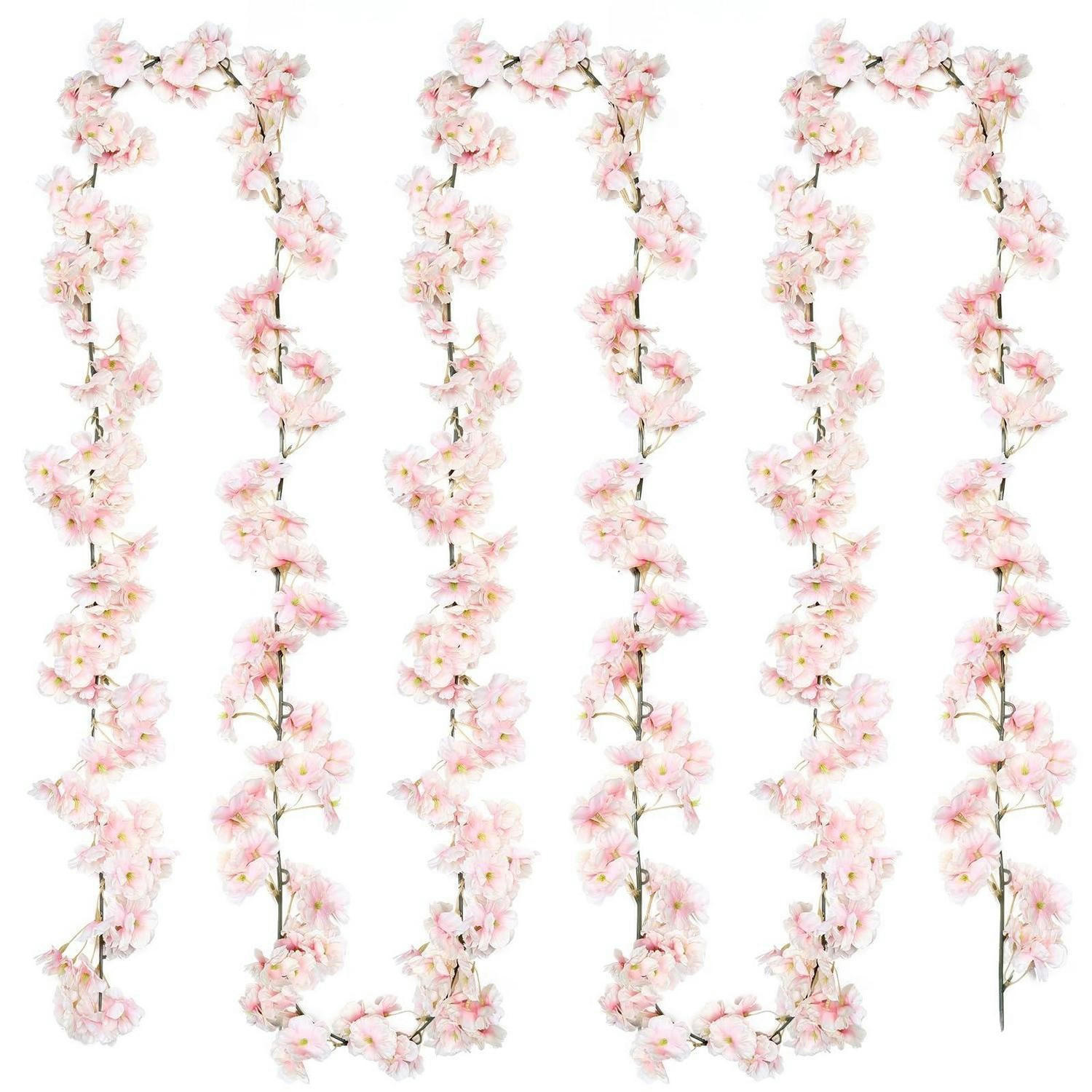 KÜNSTLICHE Blumen Girlande 2-teiliges Set 180 cm Kirschblüten Rosa - Rosa, Kunststoff (180cm)