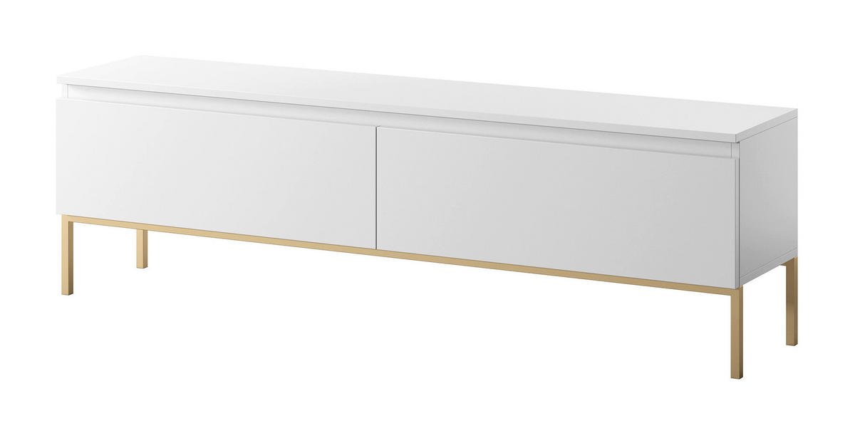 TV-LOWBOARD Bemmi Weiß auf Metallgestell 150/46/32 cm - Goldfarben/Weiß, Holzwerkstoff/Metall (150/46/32cm) - Selsey