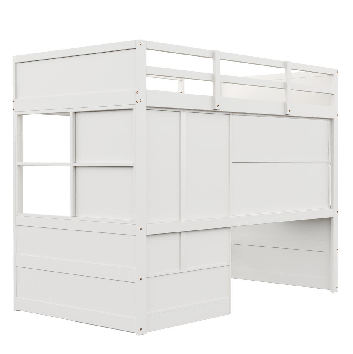 HOCHBETT 90/200 cm mit Leiter, Schreibtisch, Kleiderschrank und Schubladen aus Holzwerkstoff, Weiß - Weiß, Holzwerkstoff (90/200cm) - Redom