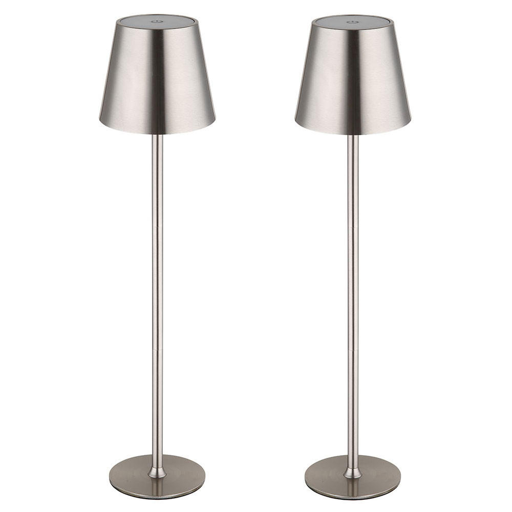 TISCHLAMPE VANNIE Silber LED höhenverstellbar 2er Set - Silberfarben, Metall (47/47/47cm) - Globo Lighting