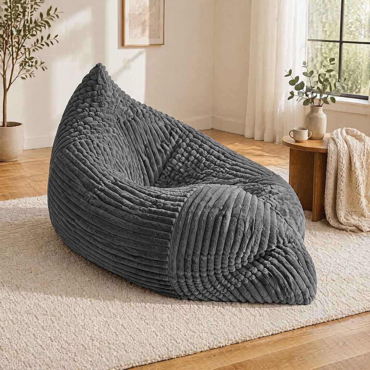SITZSACK wandelbar als Sessel Sofa und Bett Dunkelgrau - Dunkelgrau, Kunststoff (125/1/180cm) - Beauniv