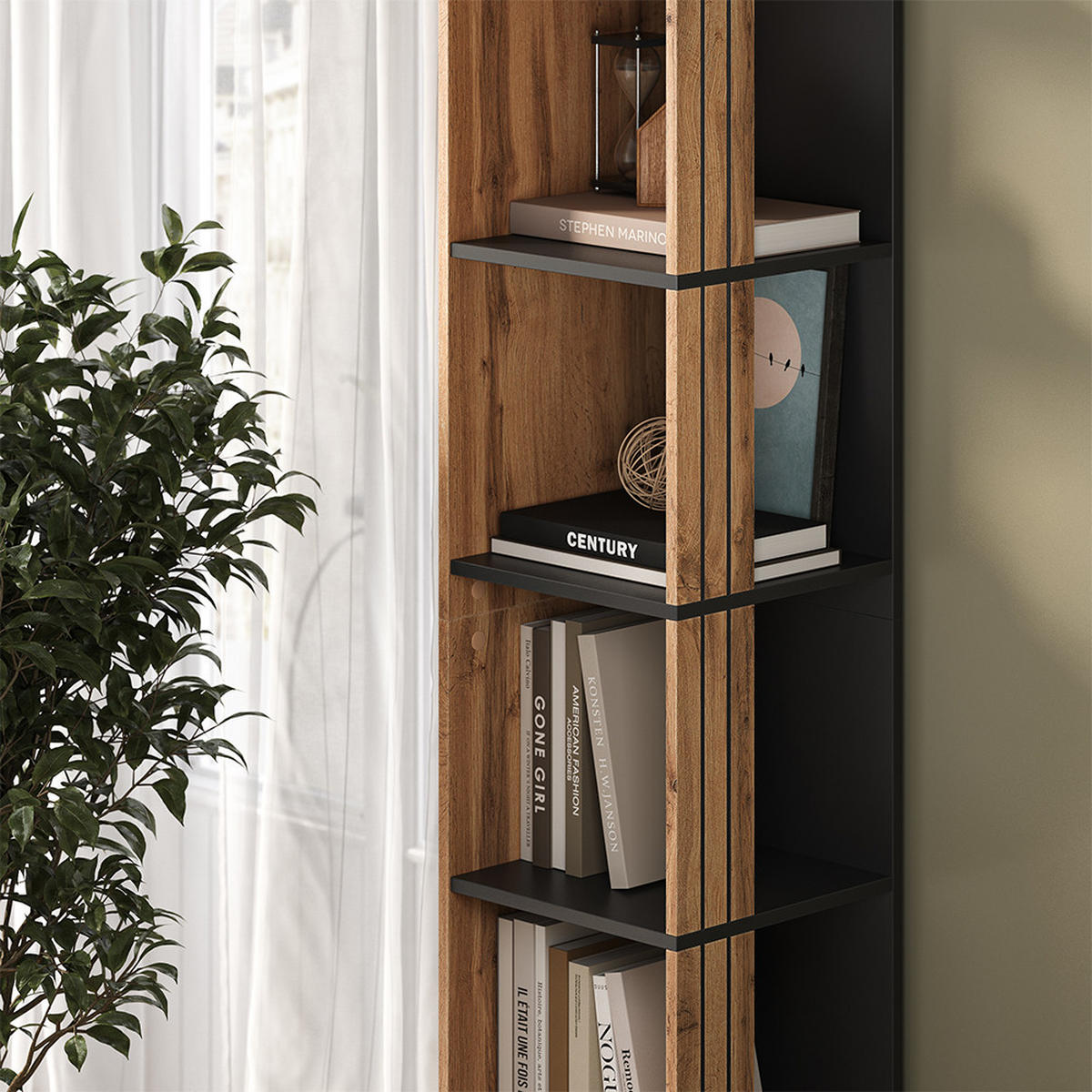 BÜCHERREGAL Amber Eiche Wotan 36 x 186.6 cm - Eiche Wotan, Holzwerkstoff (36/186.6/36cm) - Vicco