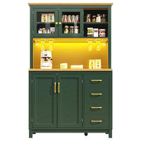 GESCHIRRSCHRANK aus MDF 105.5x40x180 cm in Grün mit LED-Lichtleiste - Grün, Holzwerkstoff (105.5/180/40cm) - Modfu