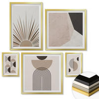 WANDBILDER 5er Set - 50x50 cm & 20x30 cm & 40x60 cm Goldrahmen - Abstrakte beige und braune Formen - Goldfarben, Kunststoff (40/60cm) - ArtPrintCave