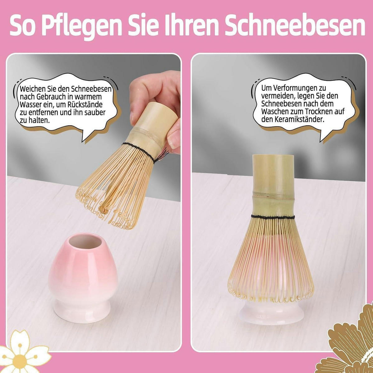 MATCHA-SET 4-teiliges Set Rosa Farbverlauf Keramik - Rosa, Keramik (14/7/14cm)